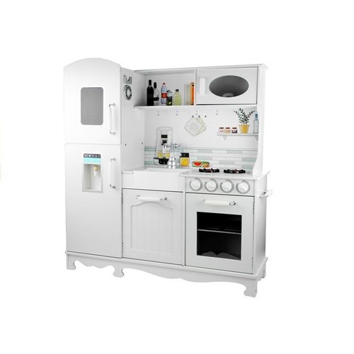 Montessori drvena kuhinja Nela s hladnjakom i pećnicom, bijela slika 2