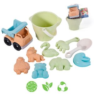 Woopie green set kanti za pijesak s automobilom 11 kom. biorazgradiv organski materijal