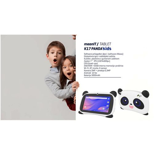 MeanIT Tablet 7", Android 12 Go, Quad Core, 2GB / 32GB - K17 Panda Kids slika 4