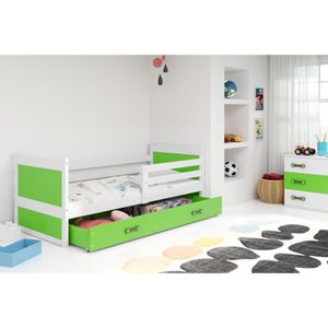 Drveni dečiji krevet Rico - belo - zeleni - 200x90cm