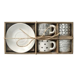 Zeller Set za espresso, 8 kom, keramika, crno/bijelo, 6 x 4,8 cm