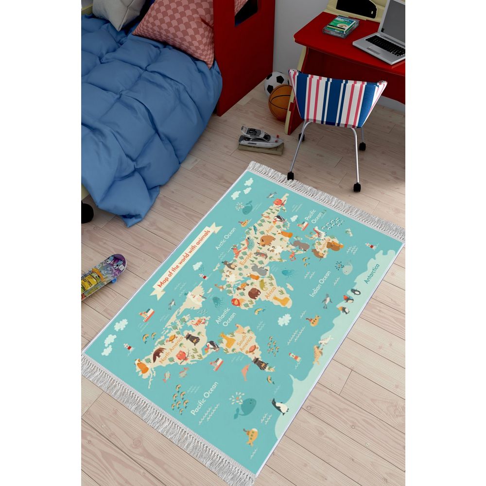Tanka staza sa digitalnim printom Mapa svijeta (100 x 150 cm) ELS577 slika 1