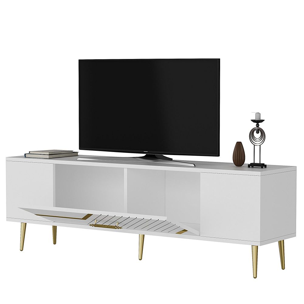 TV Stalak Dekolp5 u Bijeloj i Zlatnoj Boji slika 5