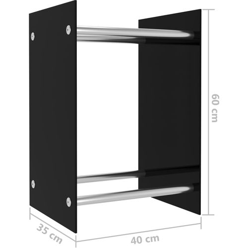 Stalak za drva za ogrjev crni 40 x 35 x 60 cm stakleni slika 6