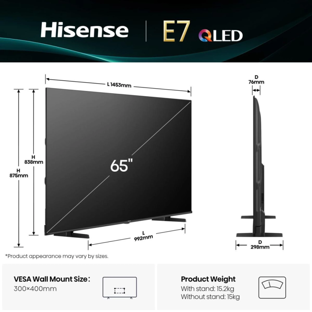 Hisense TV LED 65E7Q, 65" slika 2