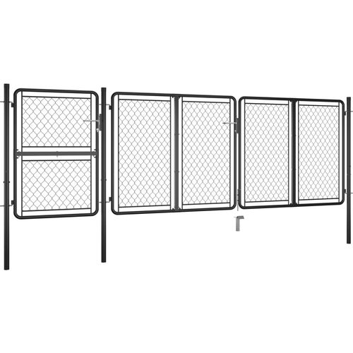 Vrtna vrata čelična 125 x 395 cm antracit slika 9