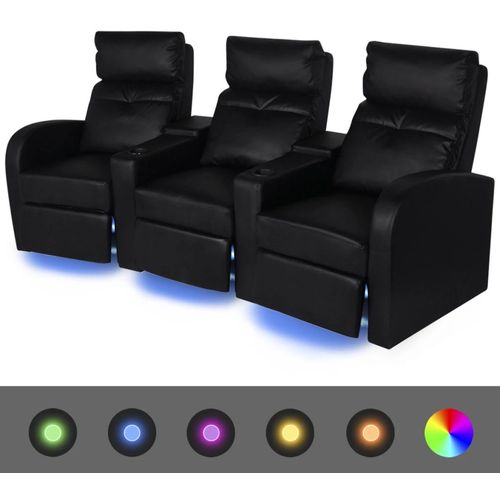 Dvodijelni set LED fotelja 2+3 sjedala od umjetne kože crni slika 21
