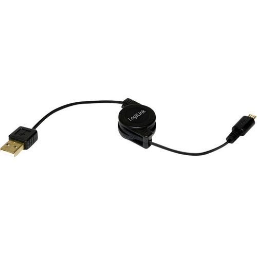 LogiLink USB kabel USB 2.0 USB-A utikač, USB-Micro-B utikač 0.75 m crna uklj. namotač CU0090 slika 1