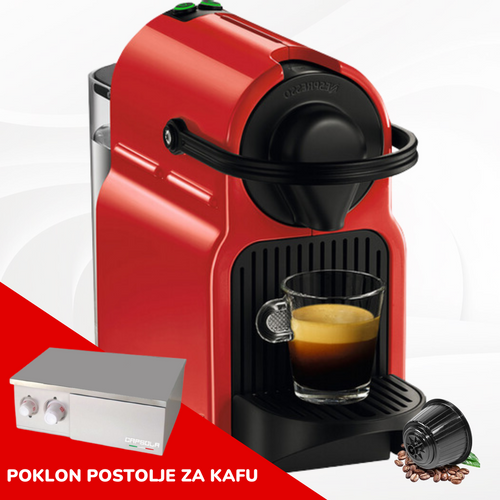 Inissia Red Nespresso aparat/ Kapsule Economy pack 1/100 + POKLON Postolje slika 1