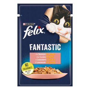 FELIX Fantastic, potpuna hrana za kućne ljubimce, za odrasle mačke, mokra hrana s lososom u želeu, 85g