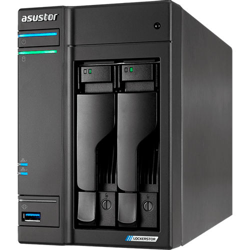 ASUSTOR Lockerstor 2-Bay NAS, Intel Quad-Core, 4GB DDR4 SODIMM , M.2 Slots (2280 NVMe SSD) x2, 2.5 GbE x 2, USB 3.2 Gen 1 x 3, WOW/WOL, AES-NI HW encryption, MyArchive, SSD Caching, Snapshot, 3yrs slika 2