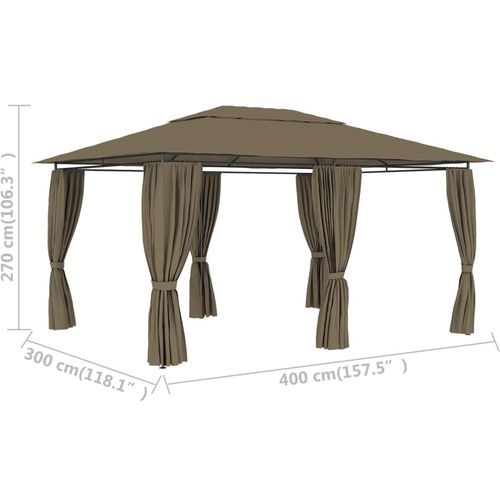 Vrtni šator sa zavjesama 4 x 3 m smeđe-sivi 180 g/m² slika 32