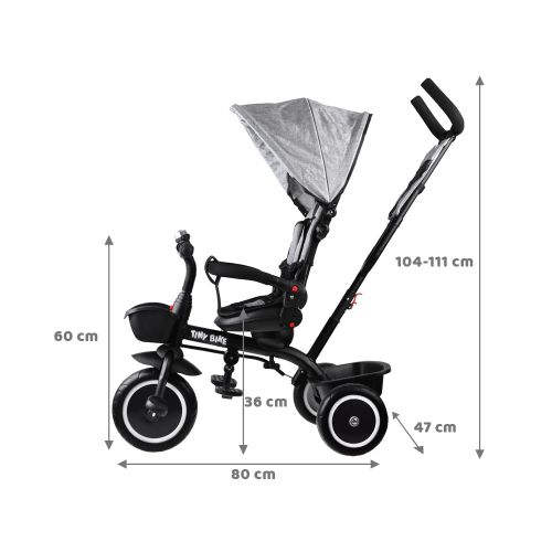 Dječji tricikl 3u1 Tiny Bike sivi slika 5