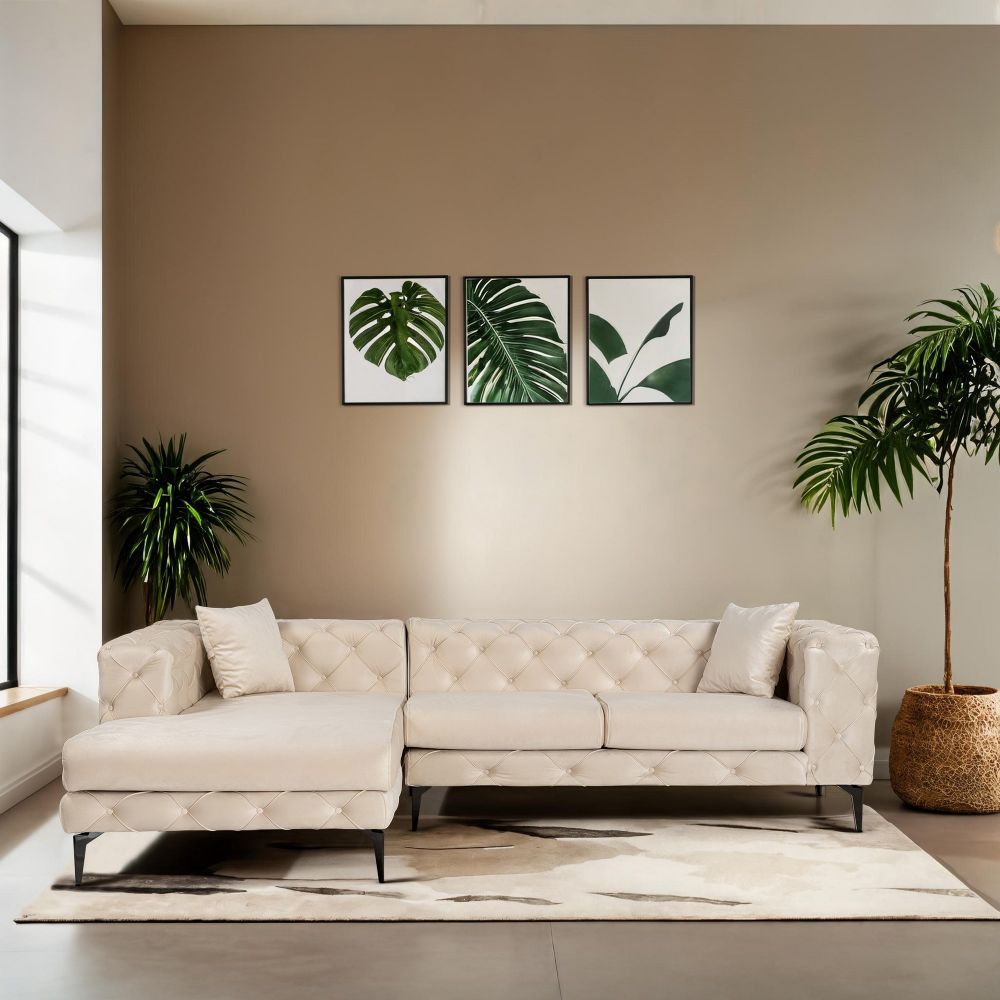 Como Eco Left - Bež, Crna Bež Ugaona Sofa slika 1