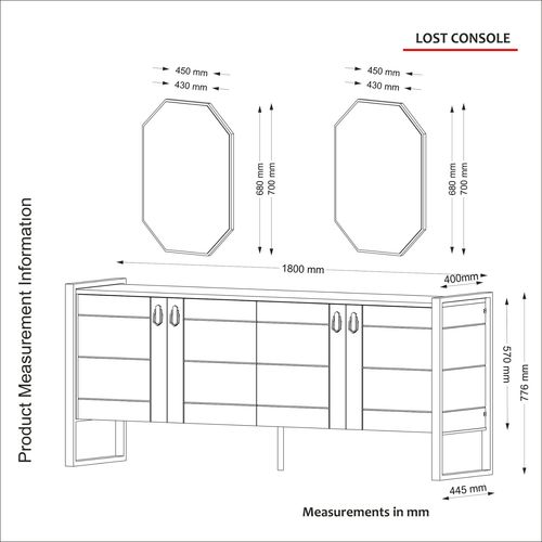 Woody Fashion Komoda, Orah, Lost Aynalı Console - Walnut slika 6