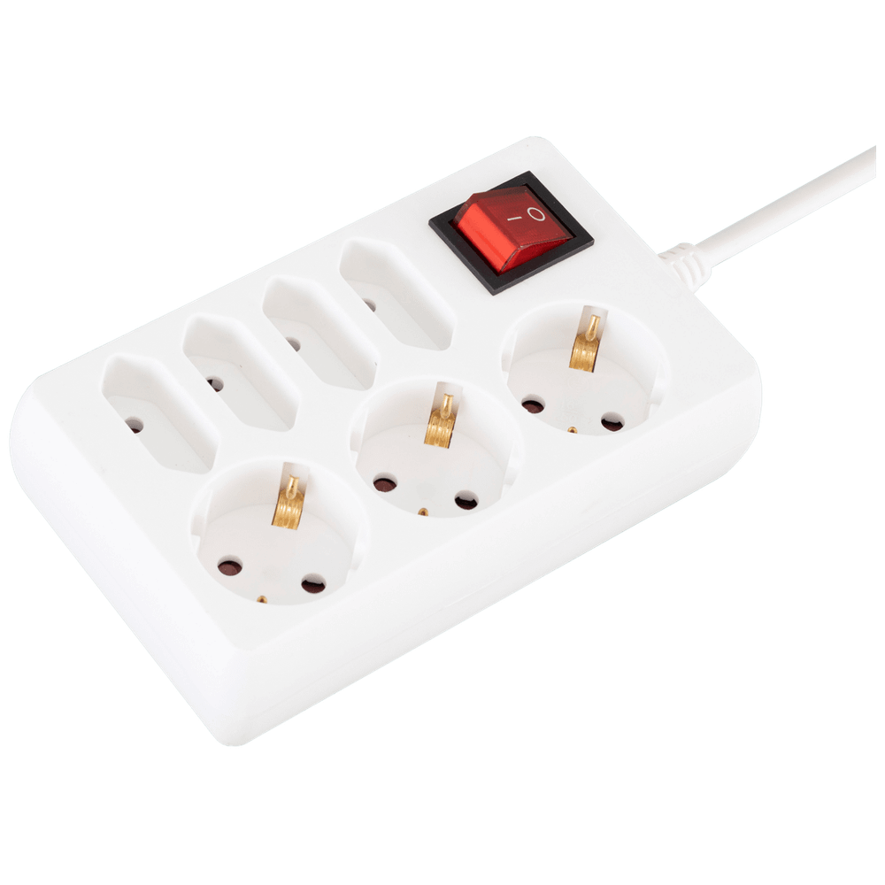 home Produžni kabl, 3 + 4 utičnice, 1.0mm², 1.5 met, bijeli - NV 17/WH slika 1