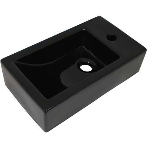 Umivaonik s otvorom pravokutni keramički crni 46x25,5x12 cm slika 2