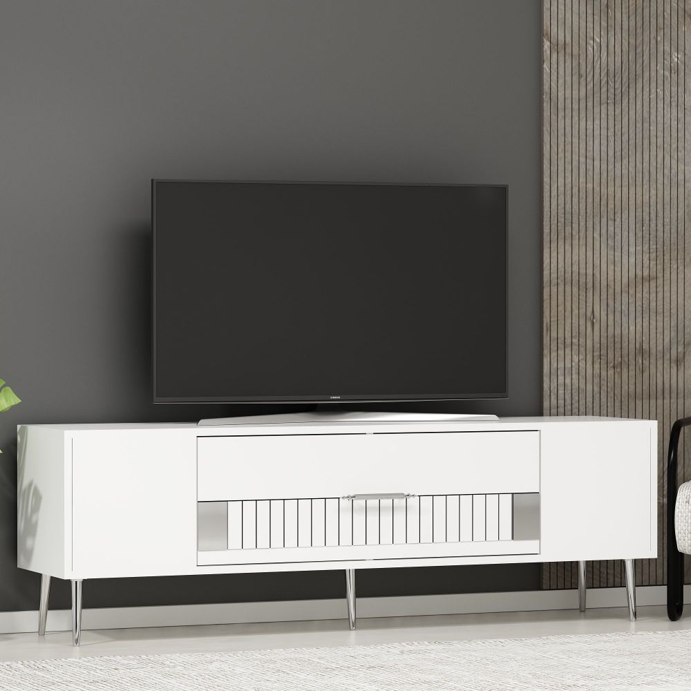 TV stalak Dekolp4, bijela i srebrna boja slika 2