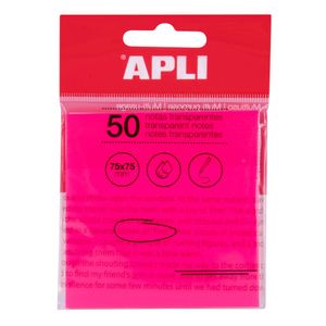 Blok Apli samoljepljivi 75x75mm rozi transparent 50L 19570