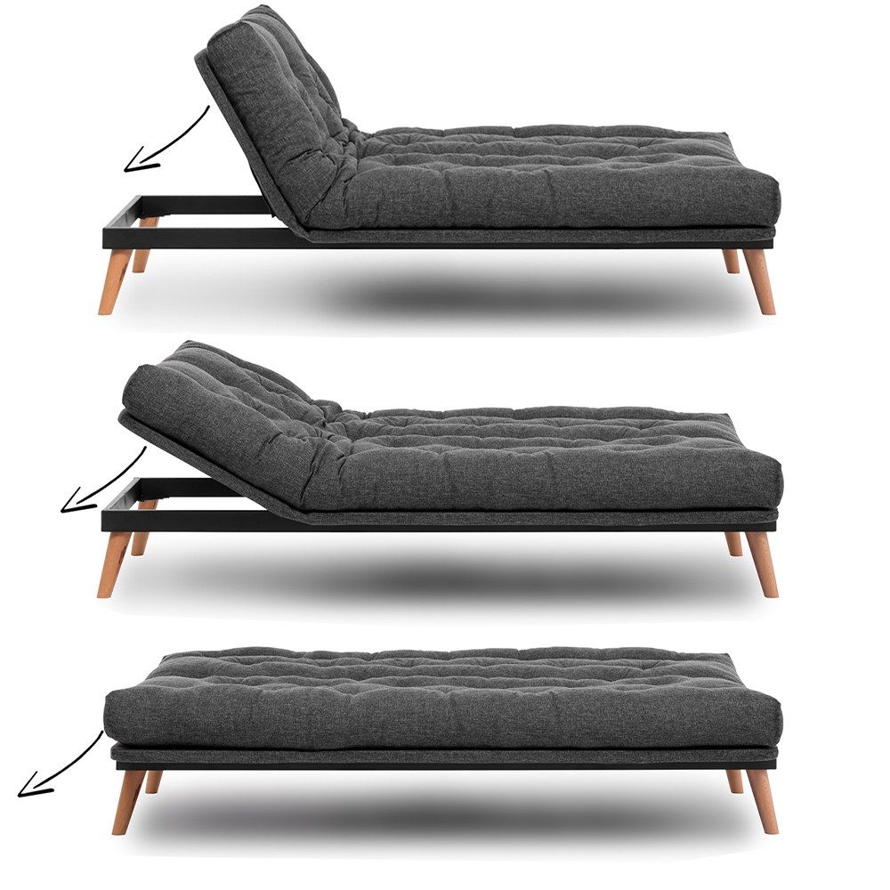 Saki - Tamno Siva Troosjedna Sofa na Razvlačenje slika 13