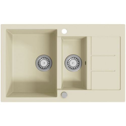 Granitni kuhinjski sudoper s dvostrukom kadicom bež slika 12