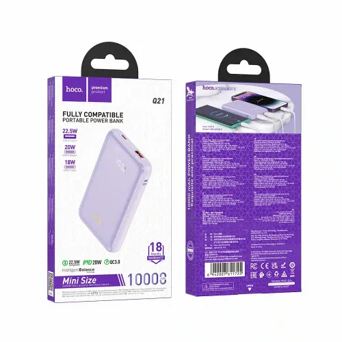 HOCO powerbank 10.000 mAh PD QC3.0 3A 22.5W Q21 ljubičasti slika 4