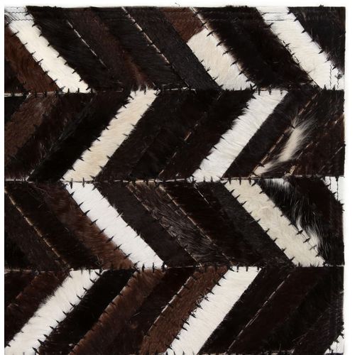Tepih od prave kože s pačvorkom 120 x 170 cm ševron crno-bijeli slika 26