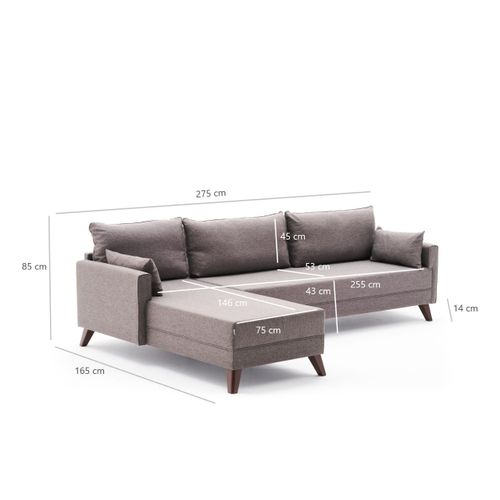 Atelier Del Sofa Kutna garnitura, Smeđa, Bella Corner Sofa Left - Brown slika 8