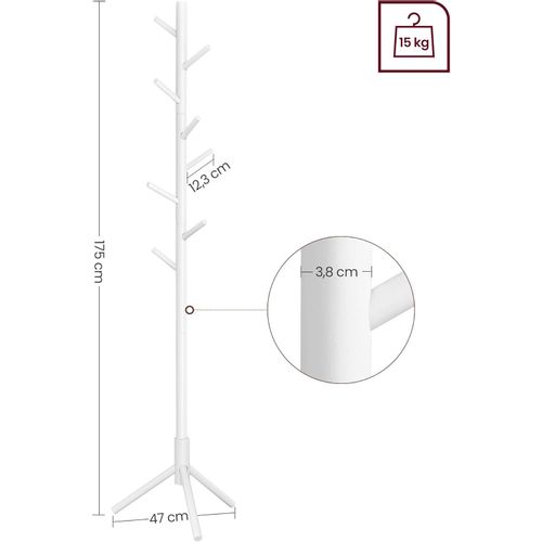 VASAGLE Drveni Vješalica Bijela RCR04WT slika 4