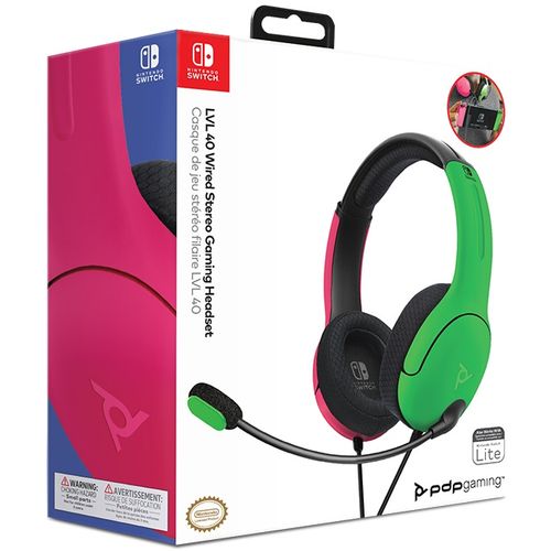 PDP NINTENDO SWITCH WIRED HEADSET LVL40 PINK / GREEN slika 6