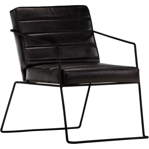 Fotelja od prave kože crna slika 42