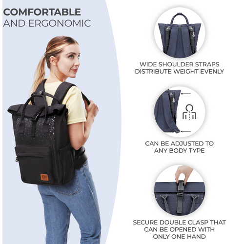 Kinderkraft ruksak za mame MOONPACK CONFETTI, denim slika 1