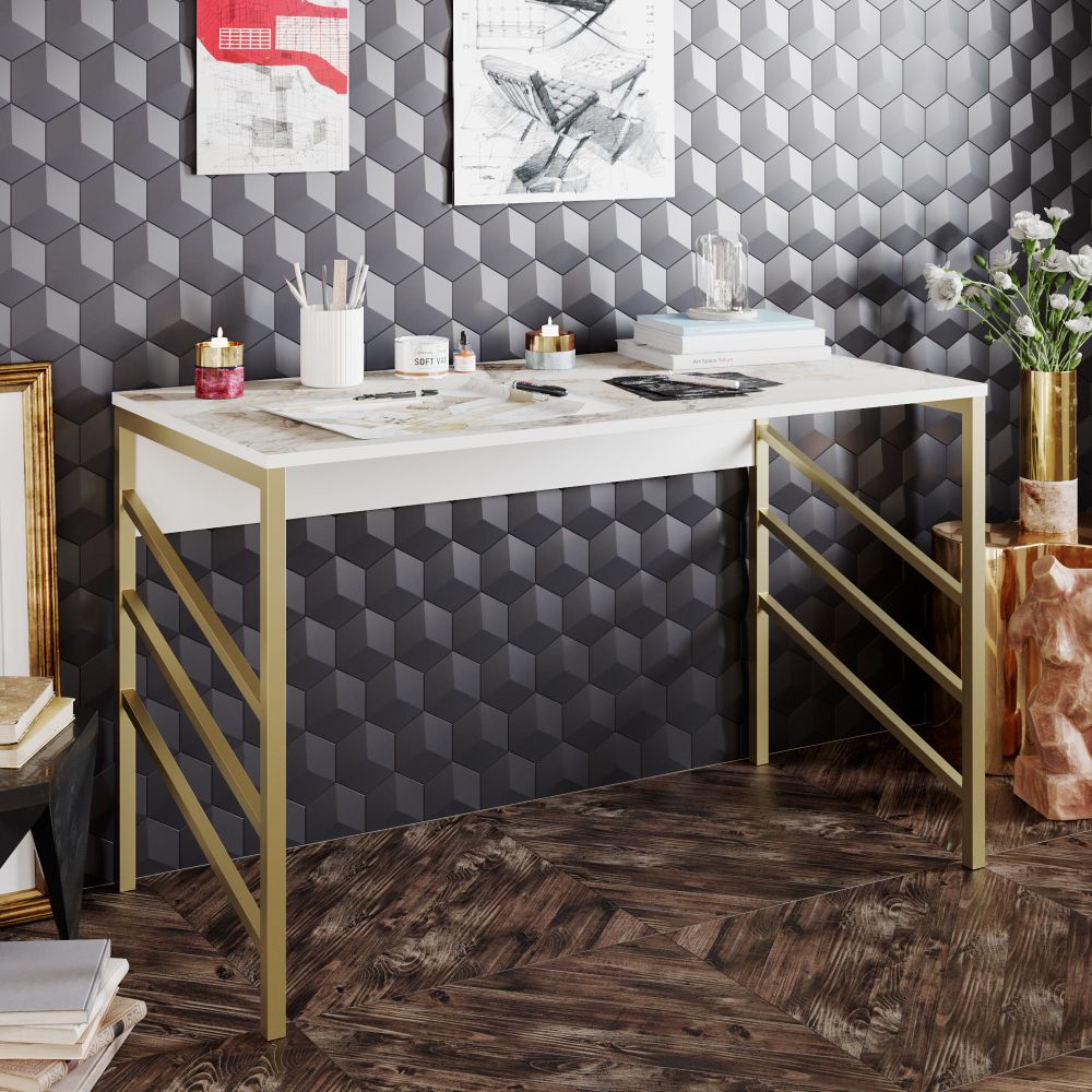 Tuna - Gold GoldWhite Radni Sto slika 1