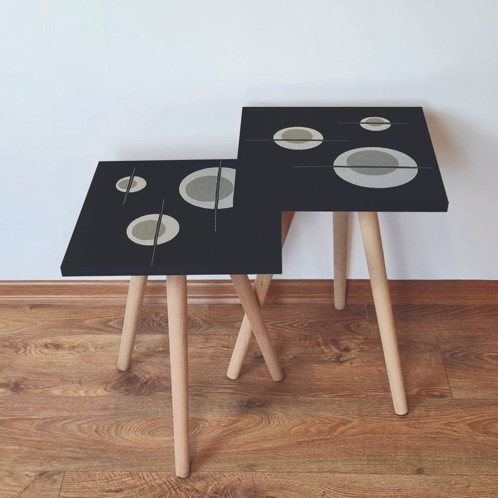 Nesting Sto 2Shp65 - Crni i Bež (2 Komada) slika 1