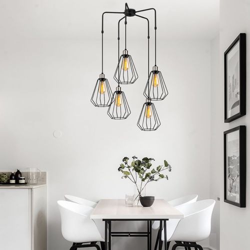 Luster 4556 Black Chandelier sa metalnim telom slika 1