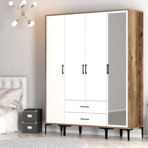 Kumsal STR - Walnut, White Walnut
White Wardrobe slika 3