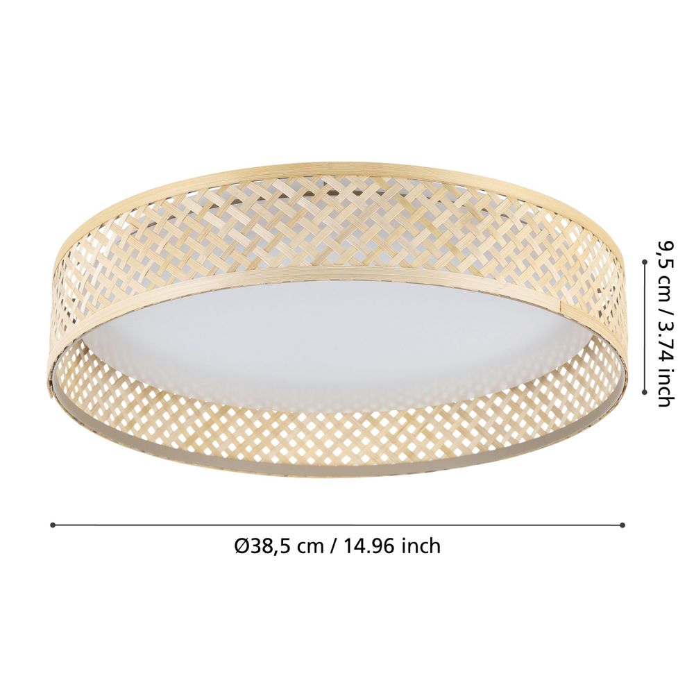 Eglo plafonjera 'LUPPINERIA' - LED, 24W, Ø380 mm, drvo/pletena slika 4