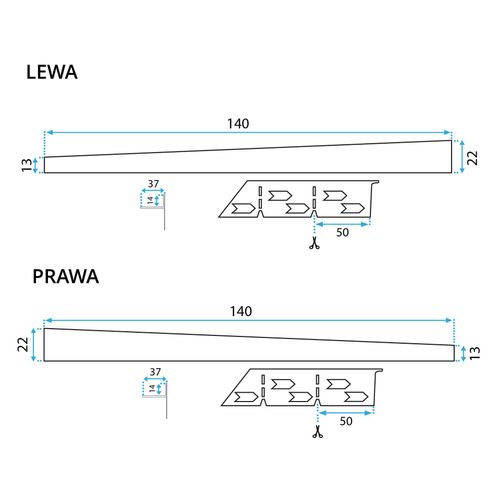 Letva za tuš kabinu 140cm Black slika 10