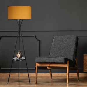 Elegantna Crna Lambader sa Stolićem i Hardal Abajur