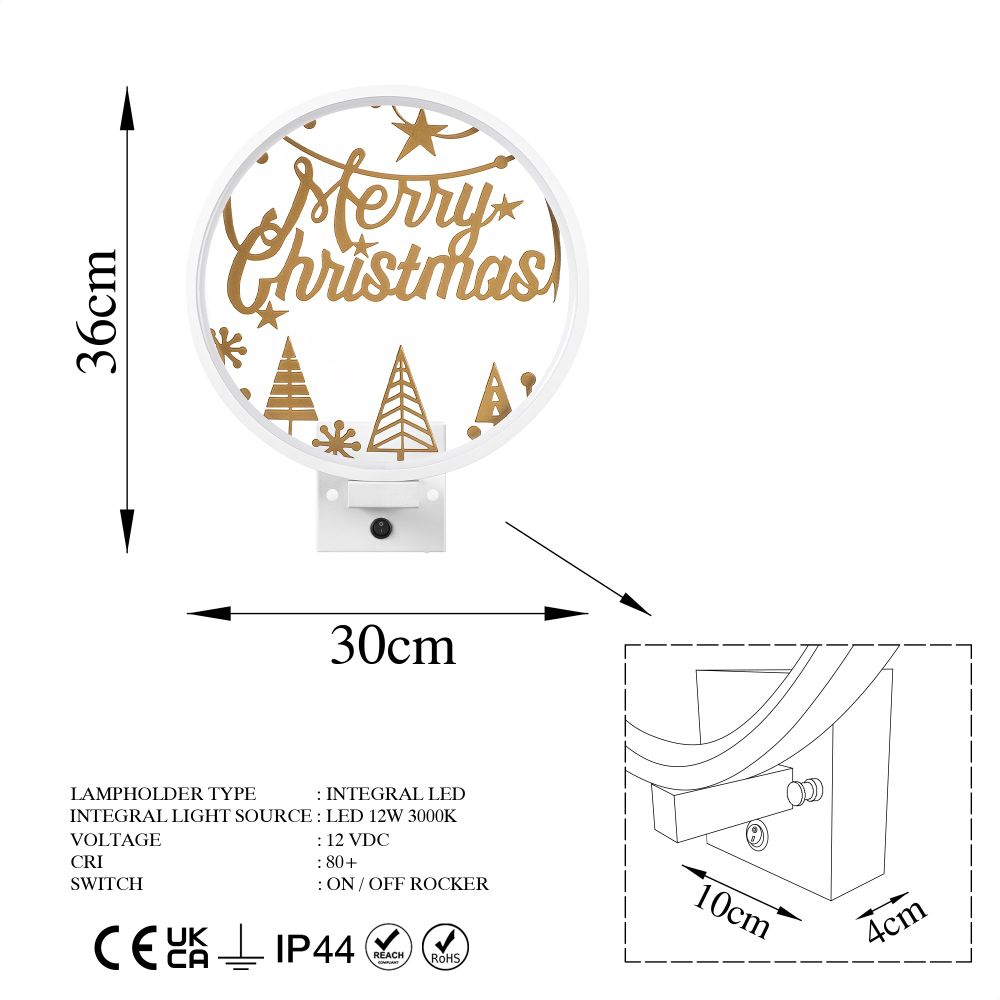 Zidna Lampa XMAS28 - Bijela i Zlatna slika 8