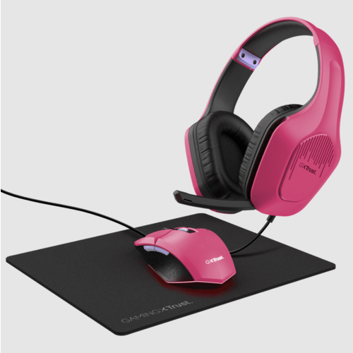 Trust GXT790P Tridox 3-in-1bundle (slušalica, miš ipodloga za miš), pink slika 4