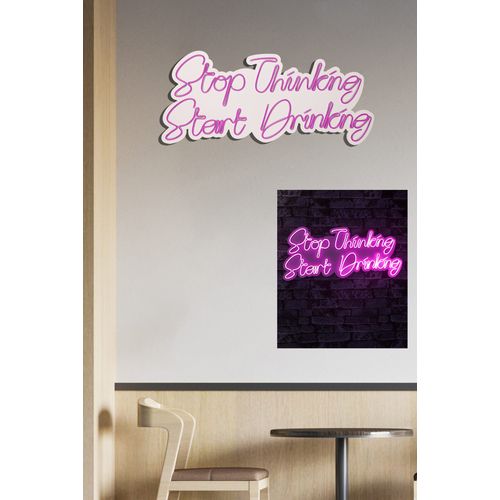 Wallity Stop Thinking Start Drinking - Pink Pink Dekorativna Plastična LED Rasveta slika 3