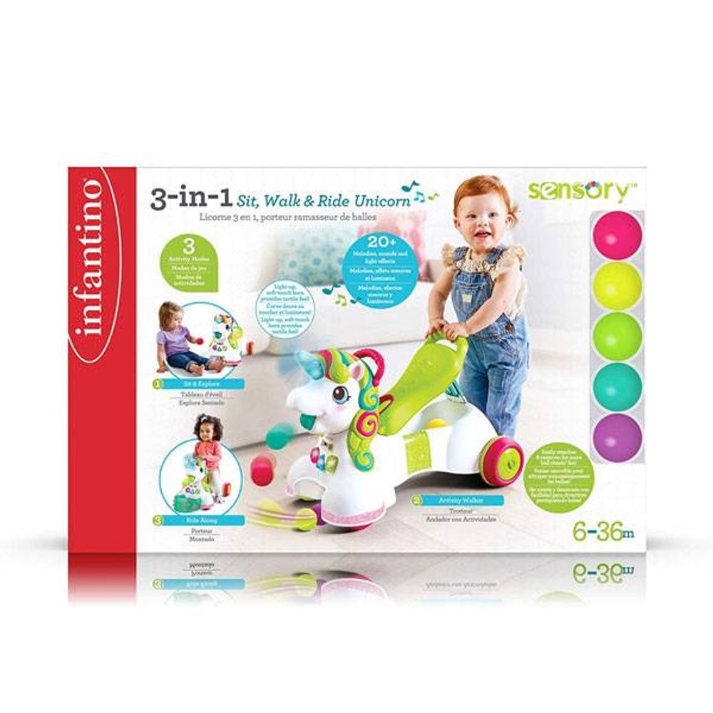 Infantino 227018 Guralica 3U1 Sit, Walk & Ride - Jednorog slika 5