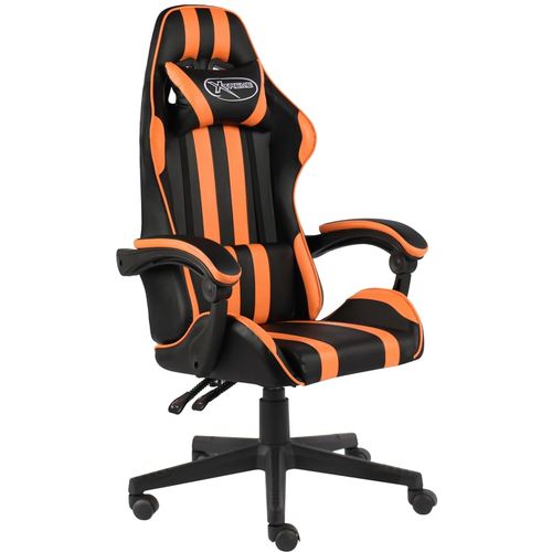 Igraća stolica od umjetne kože crno-narančasta slika 25