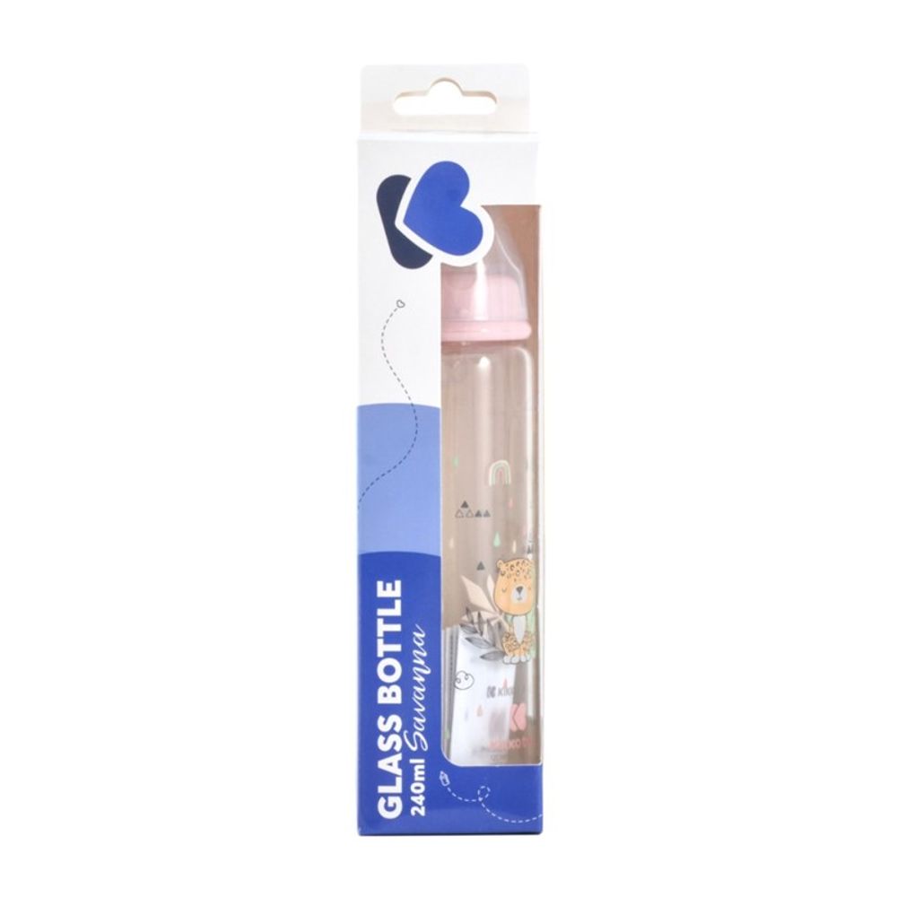 Kikka Boo Staklena flašica Savanna 240ml 3m+ Pink slika 3