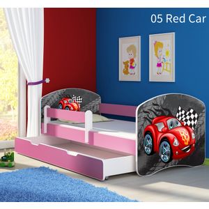 Dječji krevet ACMA s motivom, bočna roza + ladica 140x70 cm 05-red-car