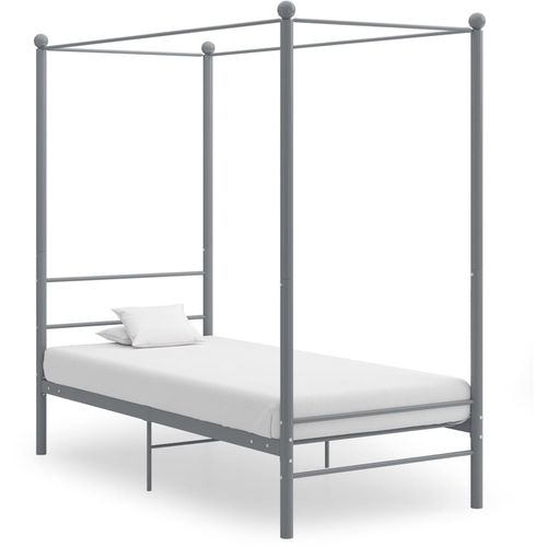 Okvir za krevet s nadstrešnicom sivi metalni 100 x 200 cm slika 1