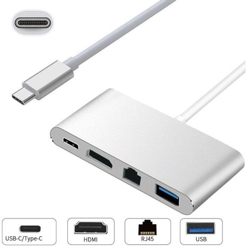 E-GREEN Adapter USB Tip C - HDMI + USB 3.0 + Tip C + RJ45 (F) slika 1