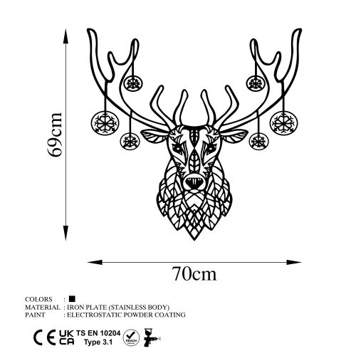 Wallity Metalna zidna dekoracija, Christmas Deer slika 5