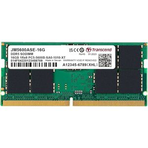 Transcend JM5600ASE-16G DDR5 16GB SO-DIMM 5600MT/s, On-die ECC, CL46 1.1V, 262-pin 1Rx8 (2Gx8)x8